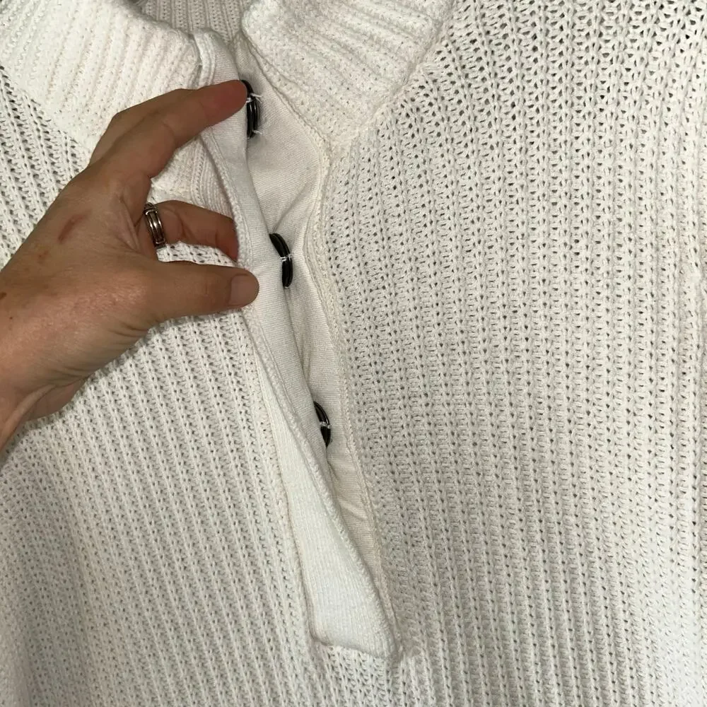 Soft surroundings white knit Highland Tunic Sweater medium 2BV93